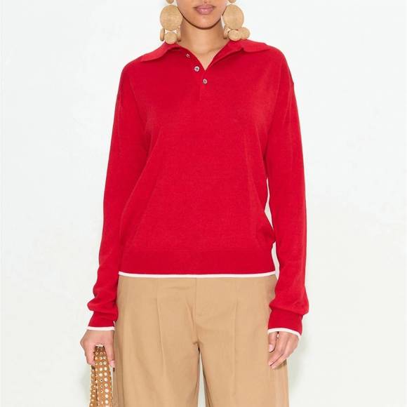 NEW SIMON MILLER marcel polo sweater in lucky red - Picture 1 of 3